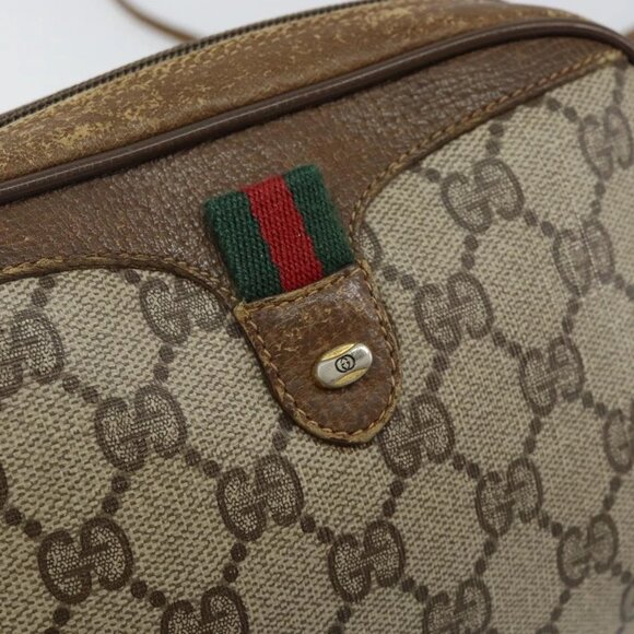 GUCCI GG Supreme Web Sherry Line Shoulder Bag PVC Beige 89 02 066 Auth 143576 - Picture 11 of 16
